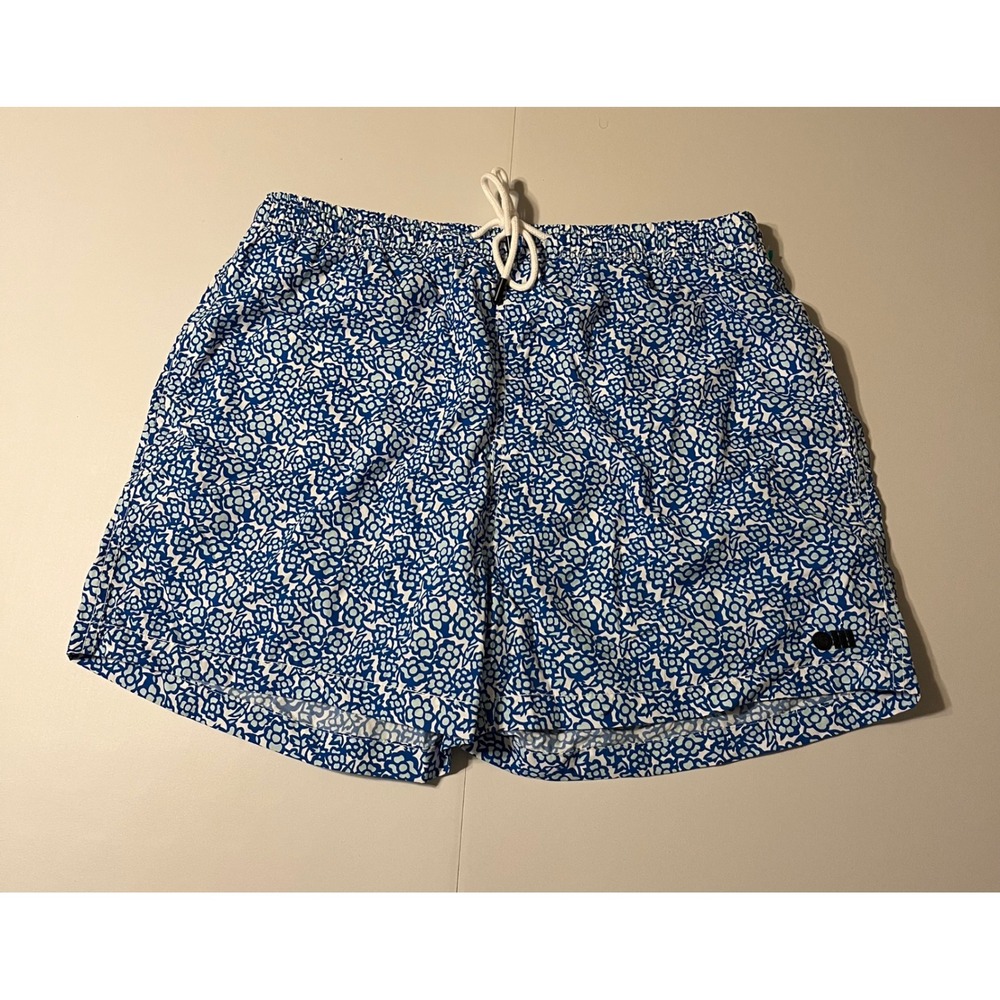 Solid & Striped Classic Abstract Floral Swim Trunks Board Shorts Men XL Blue